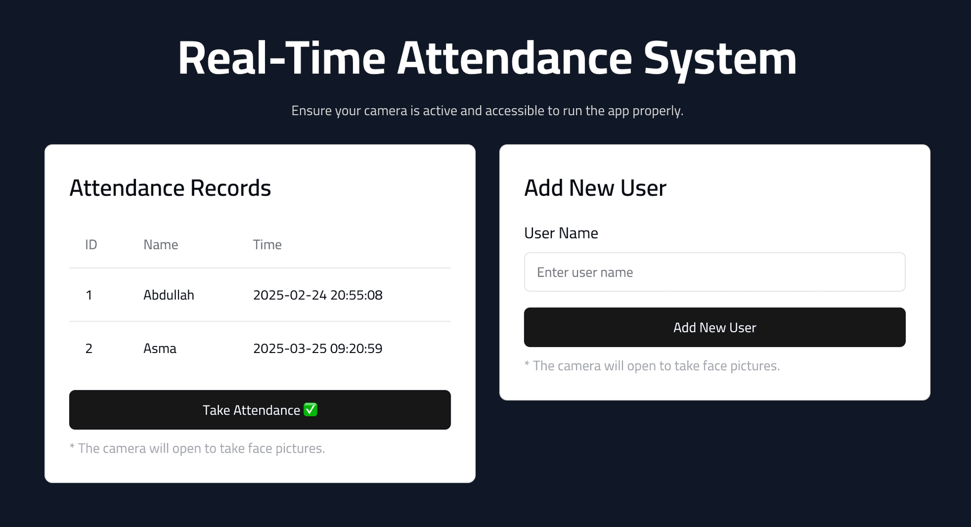 Real-Time Attendance System